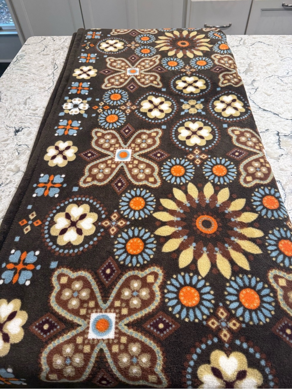 Vera Bradley Plush Throw Blanket in Retired Canyon Pattern, Medallion Brown Boho
